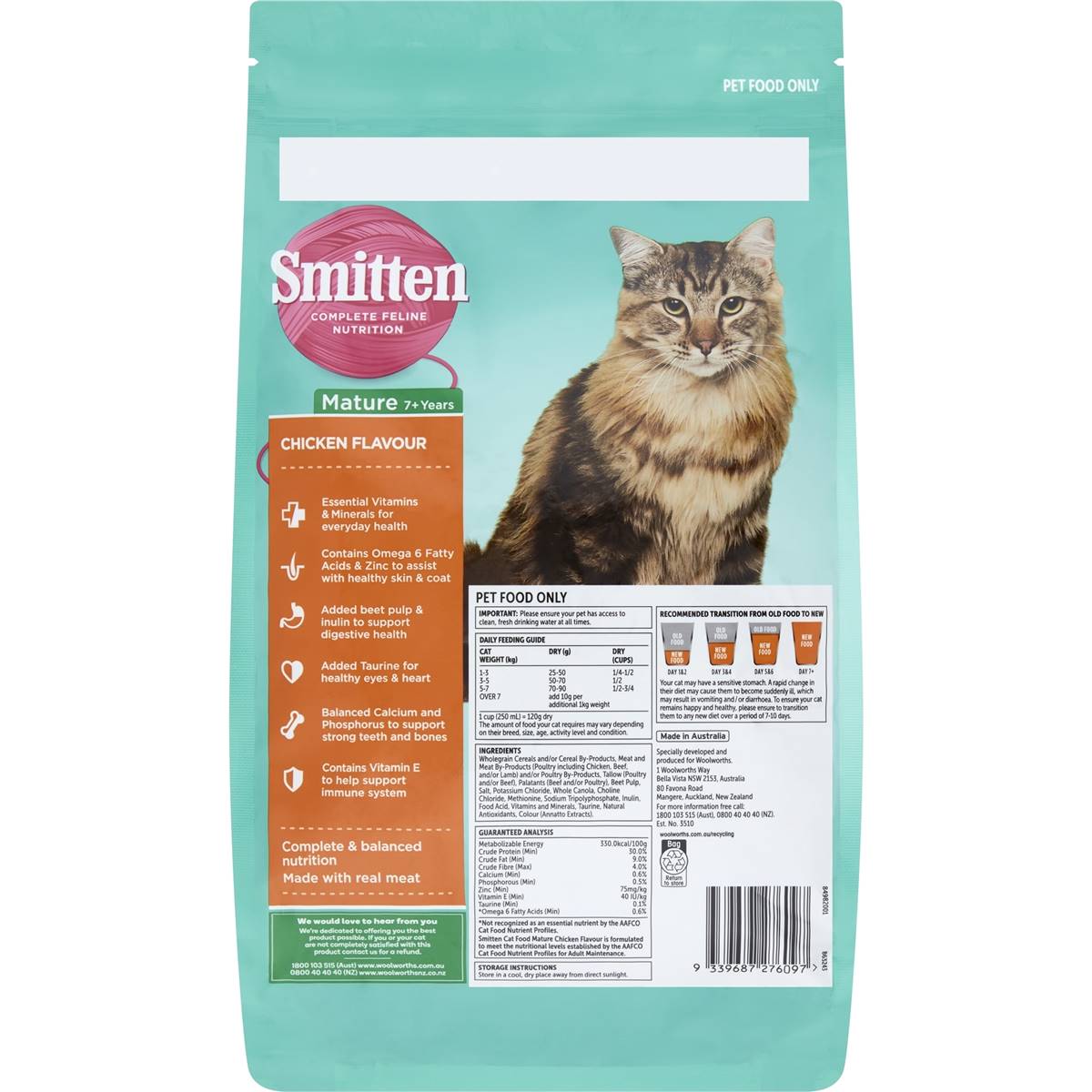 Smitten Dry Cat Food Chicken Flavour Mature 7+ Years 1kg