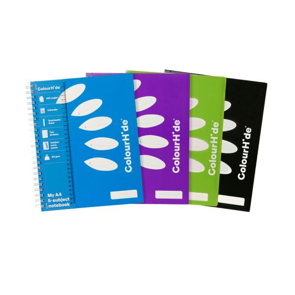 MARBIG COLOURHIDE NOTEBOOK 5 SUBJECT A4
