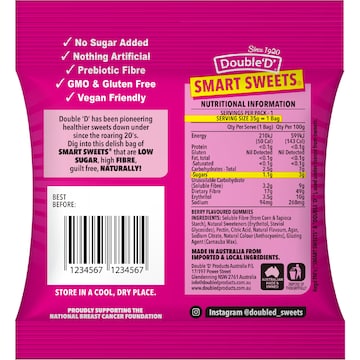 Double 'D' Smart Sweets Berry Gummies 35g