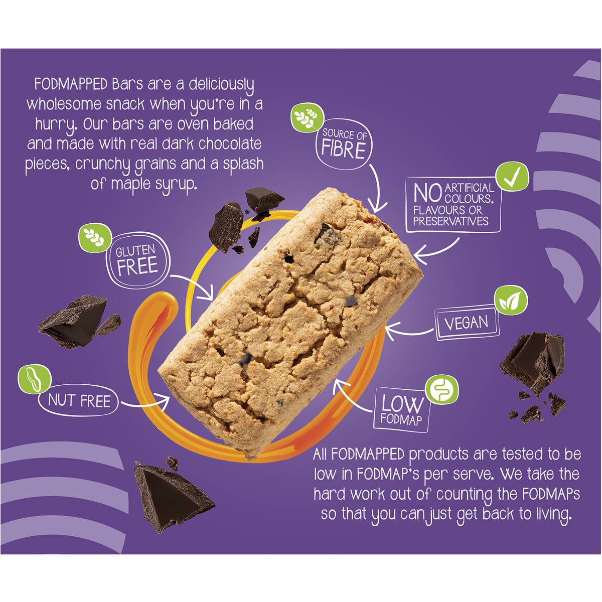 Fodmapped For You Oven Baked Chocolate Maple Bars 6 Pack
