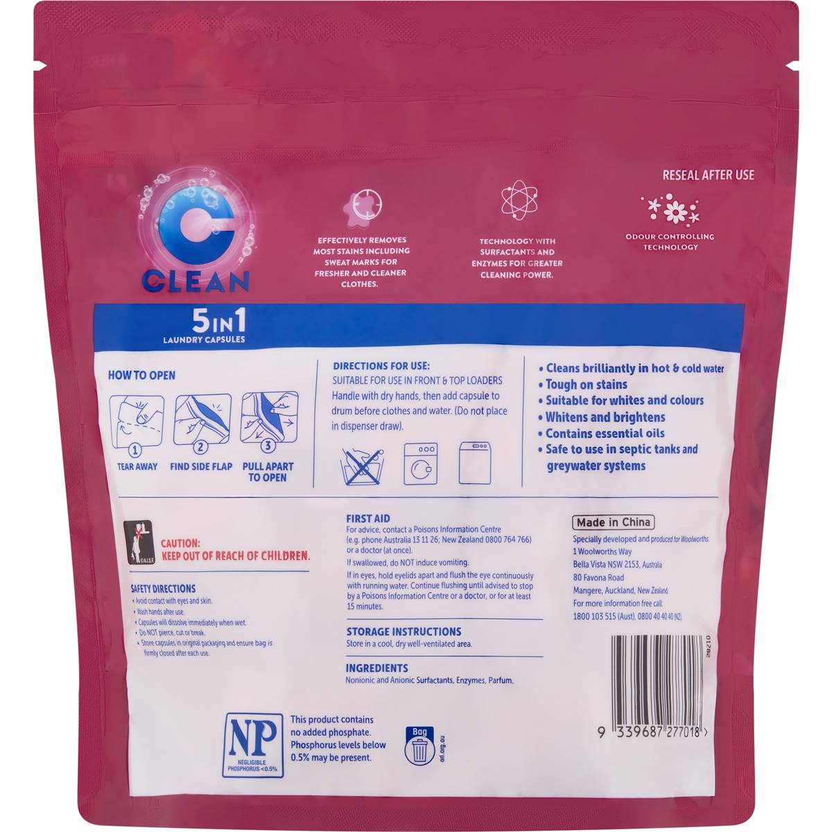 Clean 5 In 1 Laundry Capsules Tropical Bloom 30 Pack