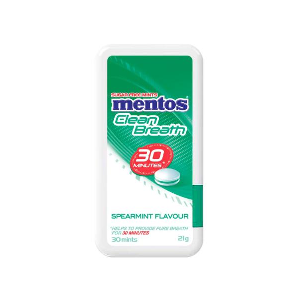 MENTOS CLEAN BREATH CONFECTIONERY SPEARMINT 21G