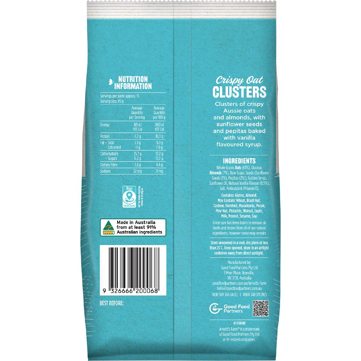 Arnold's Farm Clusters Vanilla Almond 700g