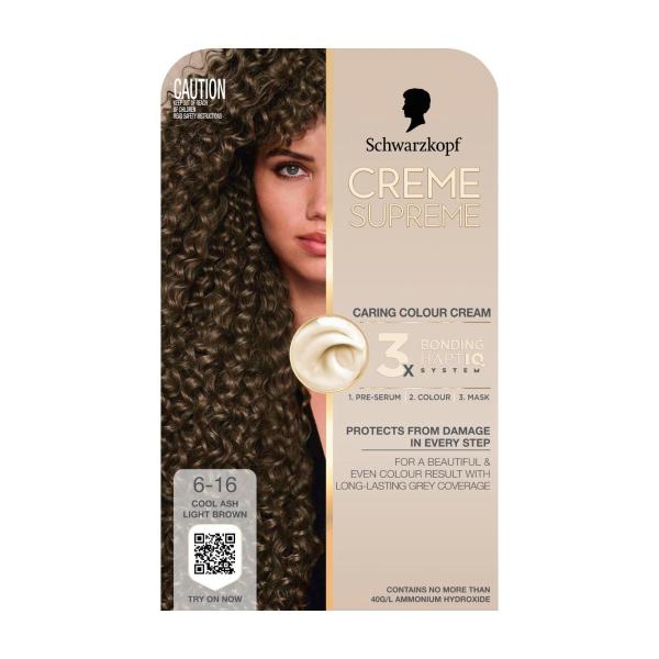 SCHWARZKOPF CREME SUPREME 6-16 COOL ASH LIGHT BROWN
