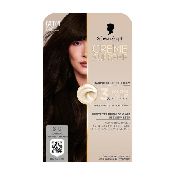 SCHWARZKOPF CREME SUPREME 3-0 NATURAL DARKEST BROWN