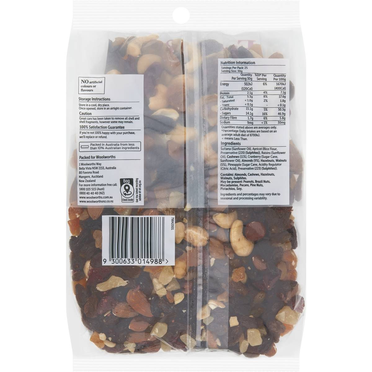 Woolworths Mixed Nuts & Fruit 750g Pack