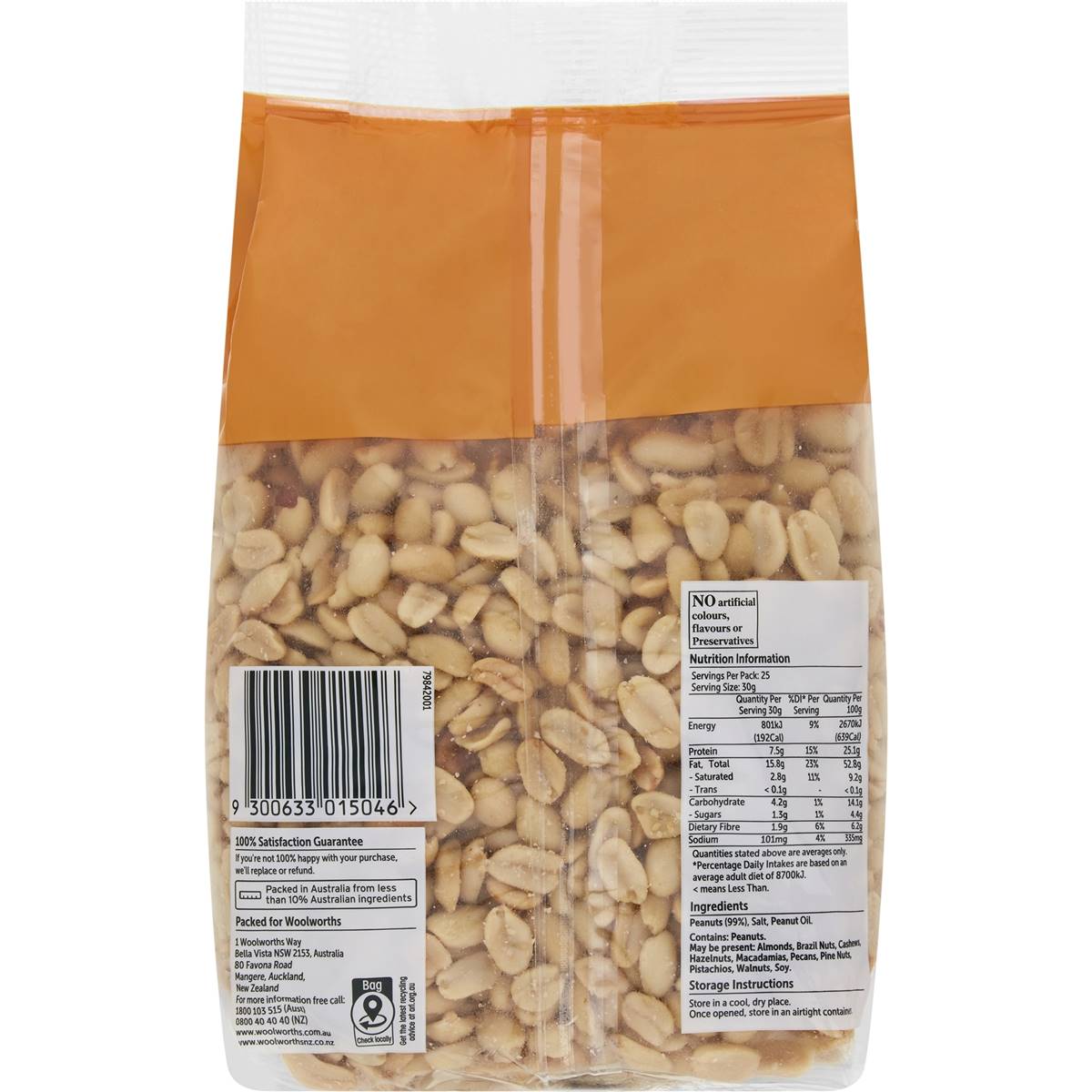 Woolworths Peanuts Roasted & Salted 750g Pack