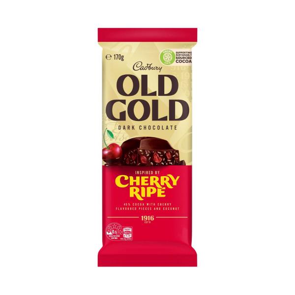 CADBURY OLD GOLD BLOCK CHOCOLATE:CHERRY RIPE:.:170 GRAM