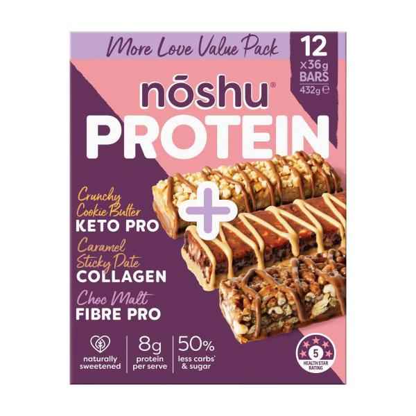 NOSHU PROTEIN+ BARS VARIETY 12PK 432G