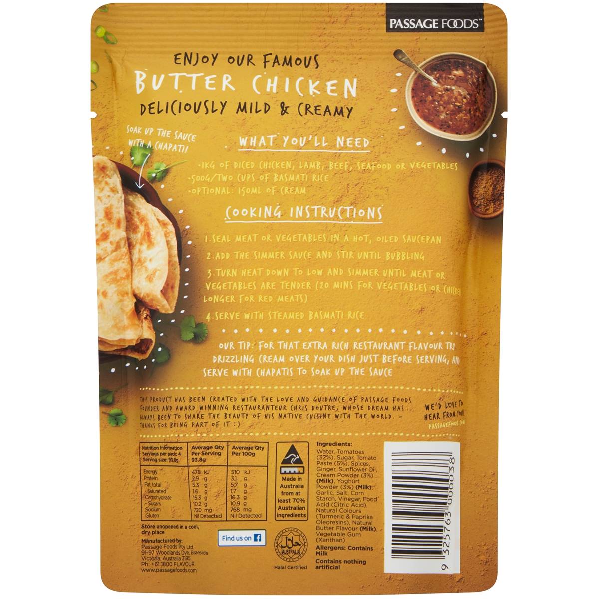 Passage To India Simmer Sauce Butter Chicken 375G