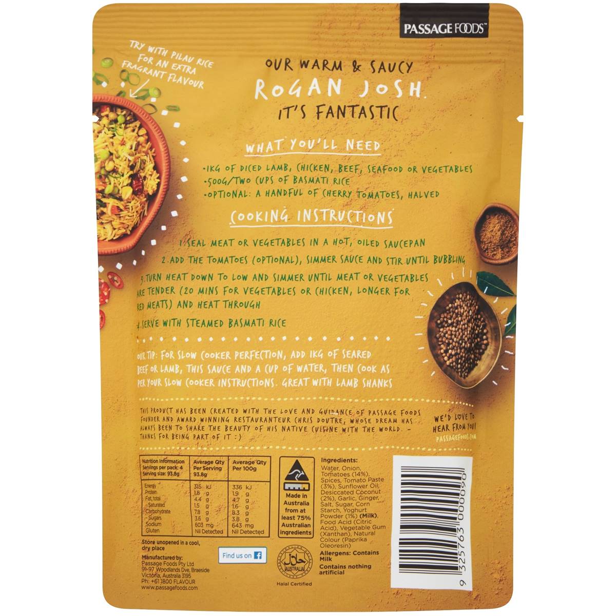 Passage To India Simmer Sauce Rogan Josh 375G