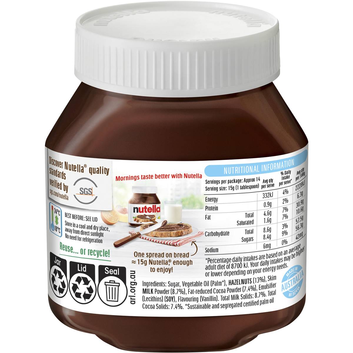 Nutella Hazelnut Chocolate Spread 220g