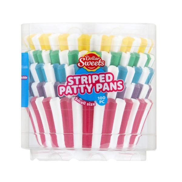 DOLLAR SWEETS SMALL STRIPED PATTY PANS 100PACK