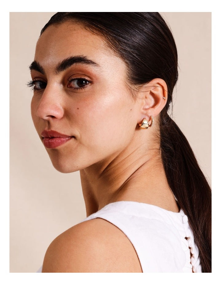 2 Pack Huggies Earrings in Gold