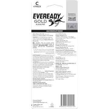 Eveready Gold C Alkaline Batteries 4 pack