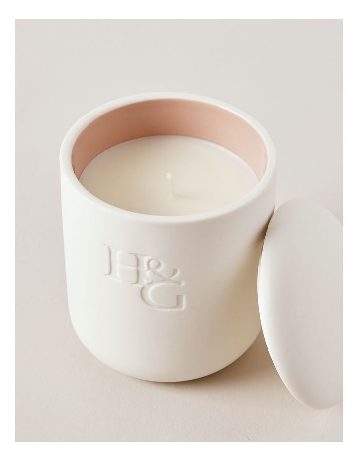 Hinterland Candle in Lemon, Pine & Salt Spray 250g in Pink