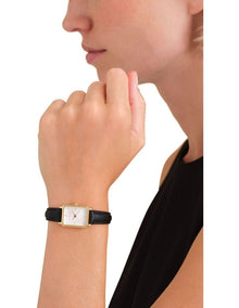 The Octagon XS Leather Watch in Black