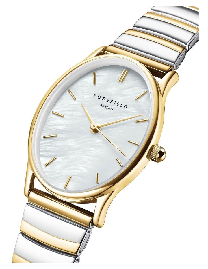 The Oval Half Moon Bracelet Watch in Two-Tone