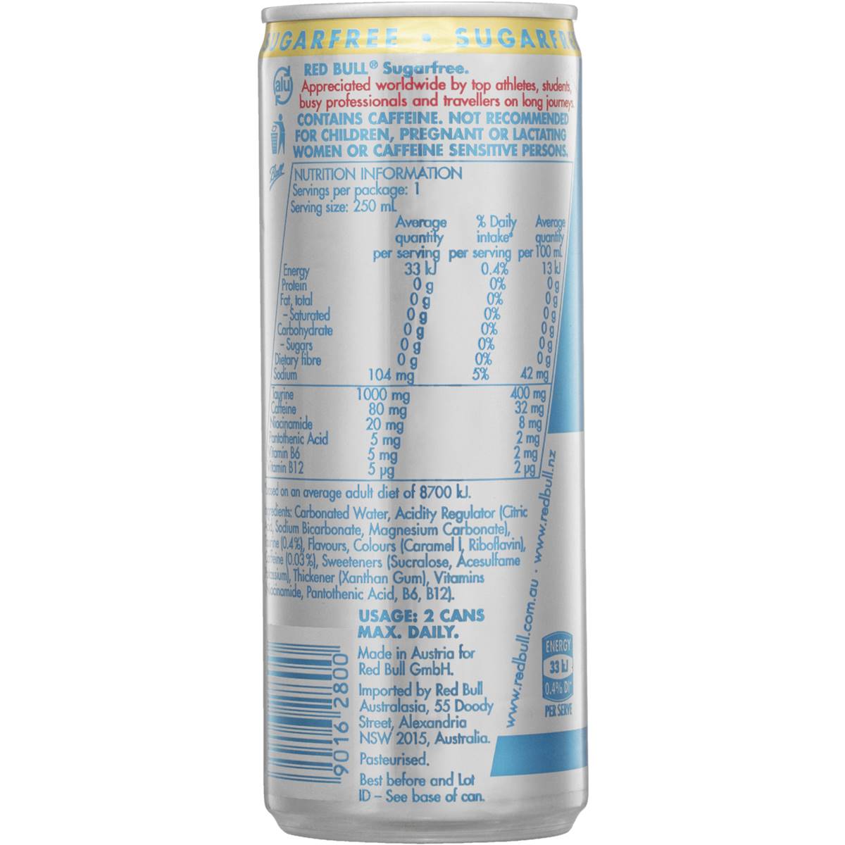 Red Bull Energy Drink Sugar Free 250ml