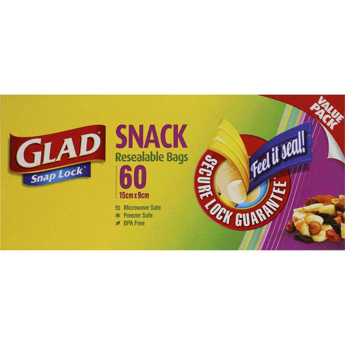 Glad Resealable Snack Bags 60 pack
