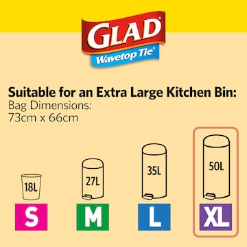 Glad Kitchen Tidy Bag Wavetop X-Large 20 pack