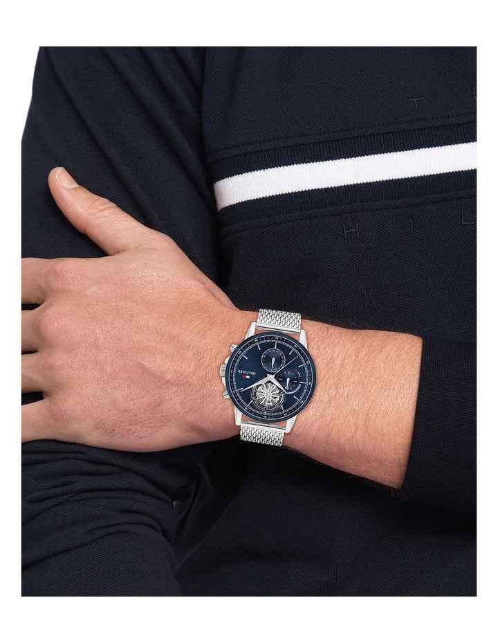 Stewart Stainless Steel Dial Watch in Navy