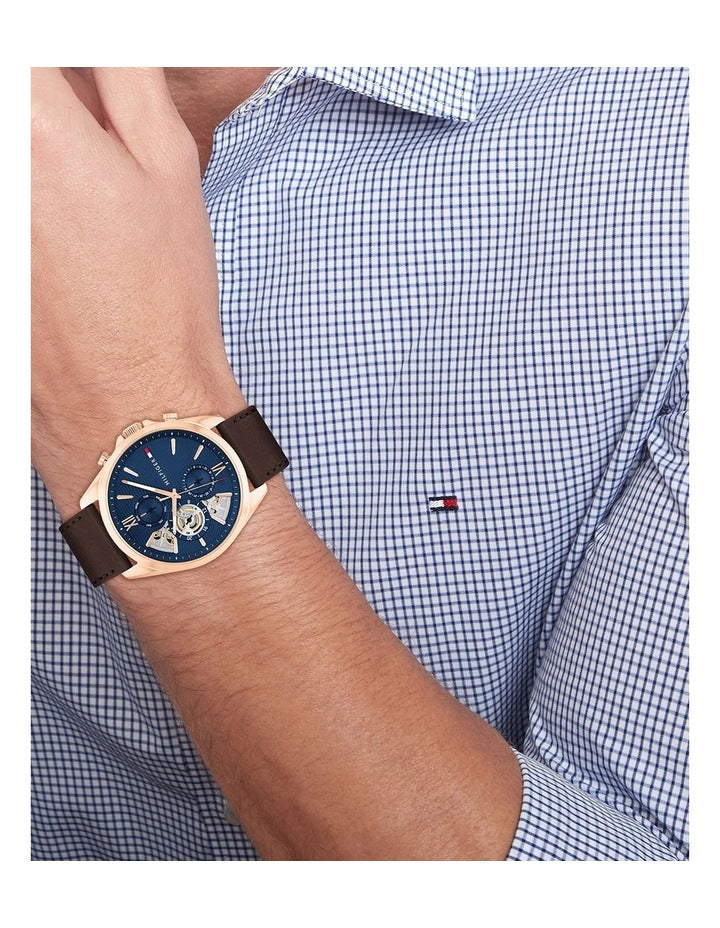 Baker Brown Leather Dial Watch in Blue