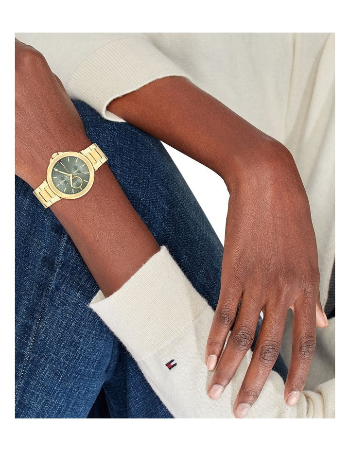 Lori Ionic Plated Thin Gold Steel Dial Watch in Green