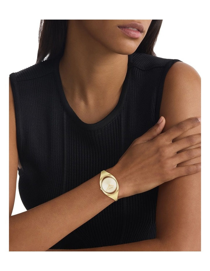 Elation Ionic Plated Thin Steel Champagne Dial Women's Watch in Gold