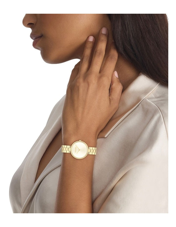 Gleam Ionic Plated Thin Gold Steel Dial Women's Watch in Light Champagne