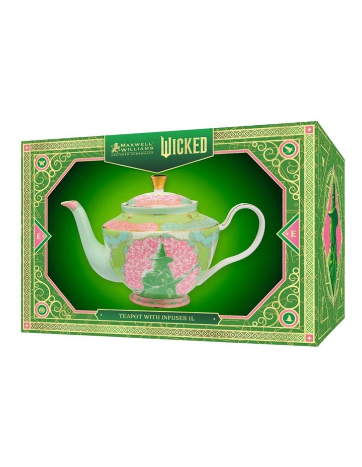 Wicked Pink Goes Good With Green Teapot With Infuser 1L Elphaba Gift Boxed