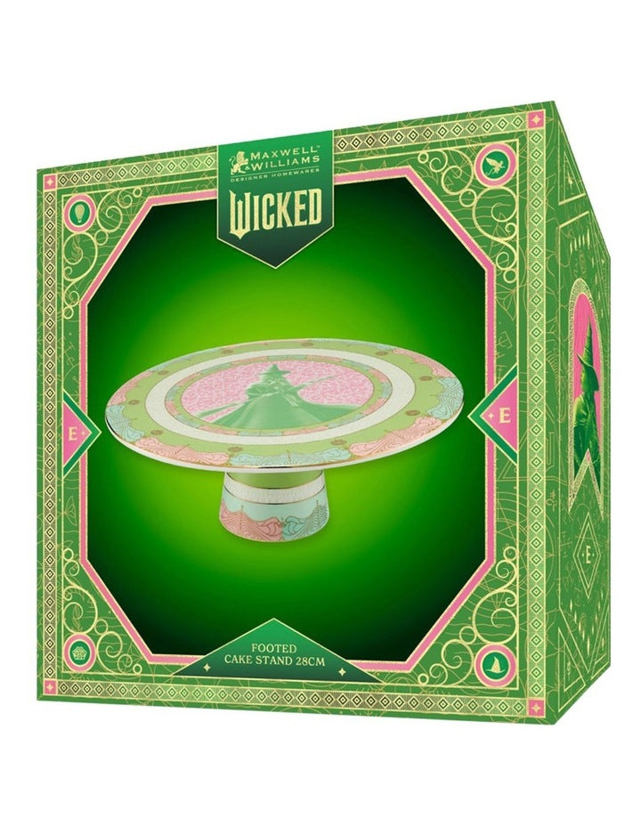 Wicked Pink Goes Good With Green Footed Cake Stand 28cm Elphaba Gift Boxed