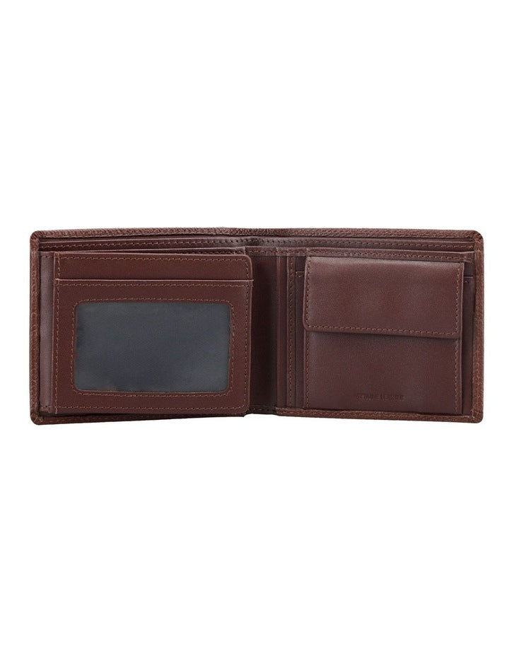 Tri-Fold Wallet with Coin Purse in Dark Tan