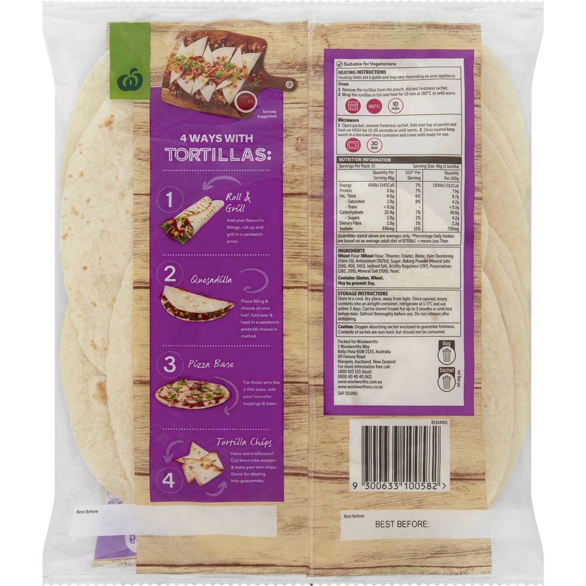 Woolworths Burrito Tortillas 15 Pack