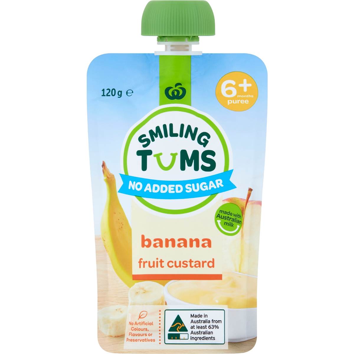 Woolworths Smiling Tums Banana Custard 120g