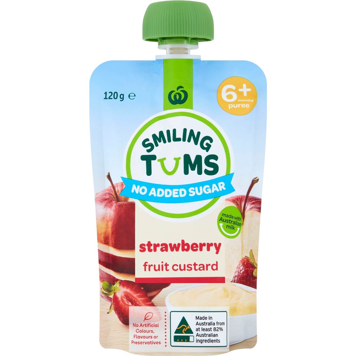 Woolworths Smiling Tums Strawberry Custard 120g