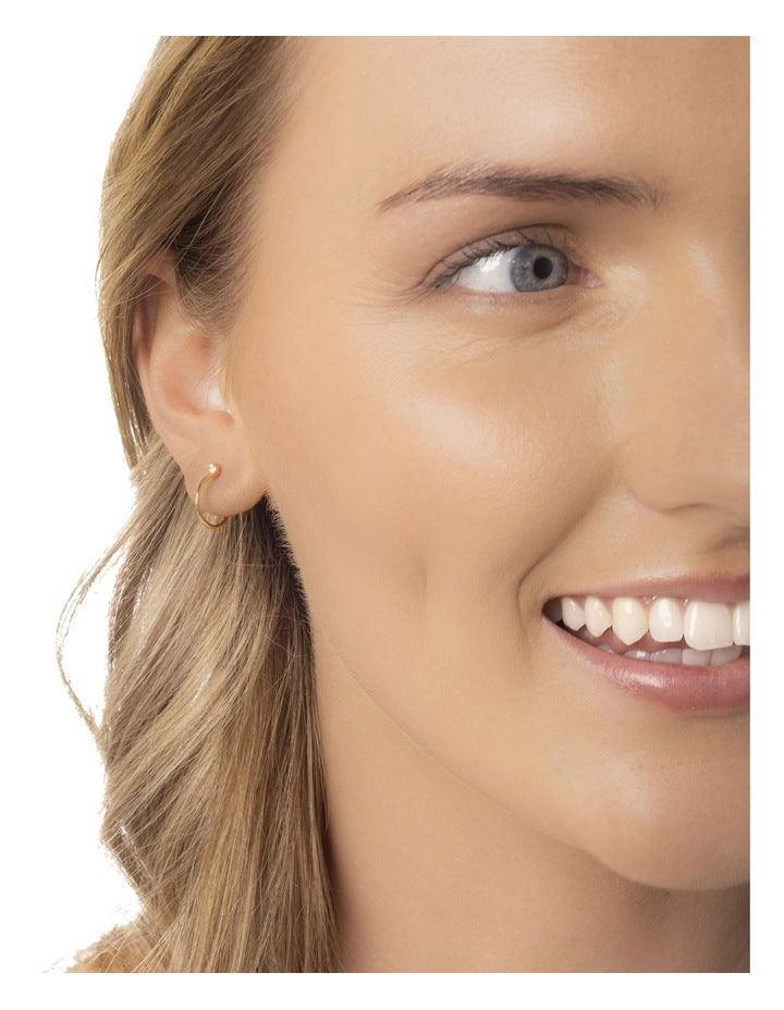 Dainty Pearl Hoops in Gold