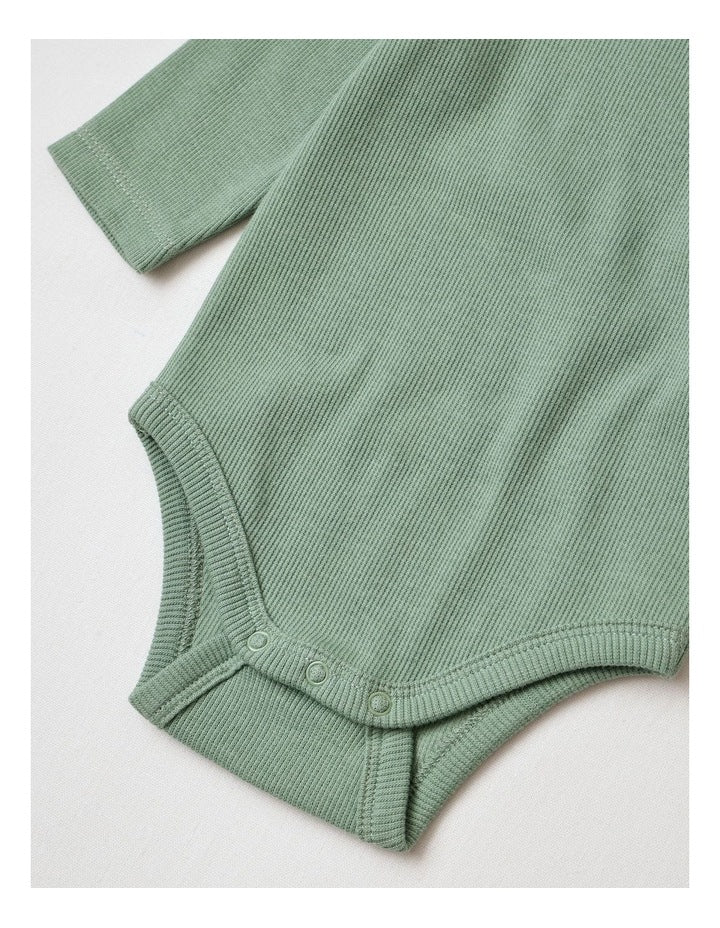 Essential Ribbed Bodysuit in Green