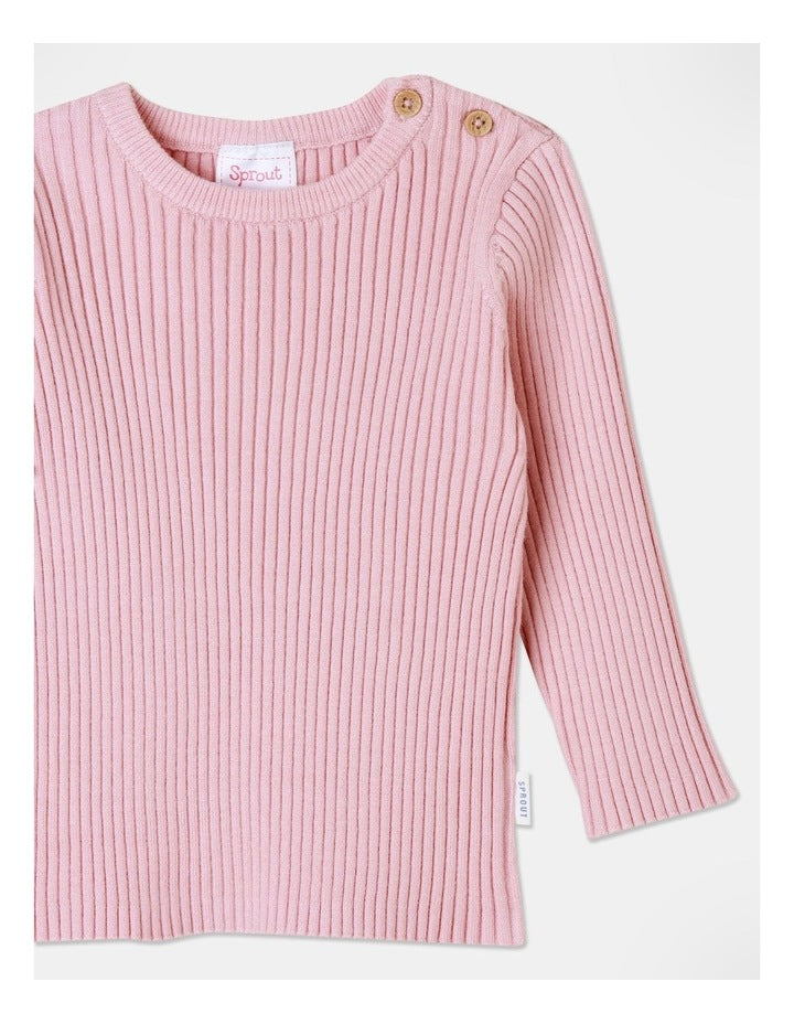Essential Rib Jumper in Baby Pink