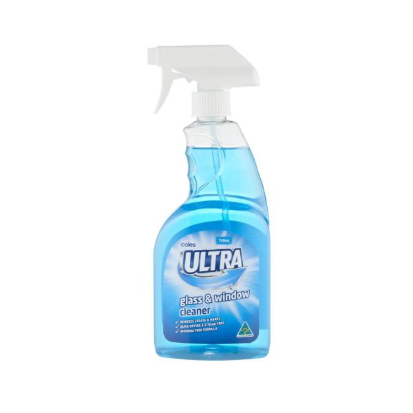 COLES ULTRA GLASS & WINDOW CLEANER 750ML