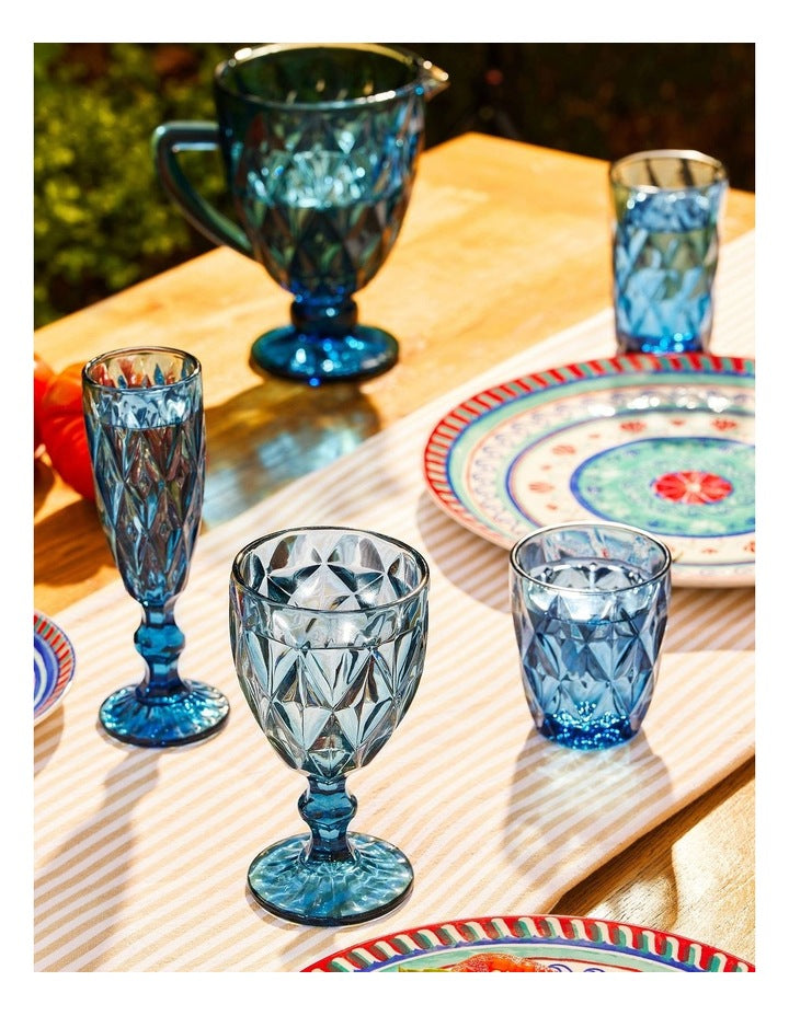 Deanna Double Old Fashion Glass 4 Piece Gift Boxed in Blue