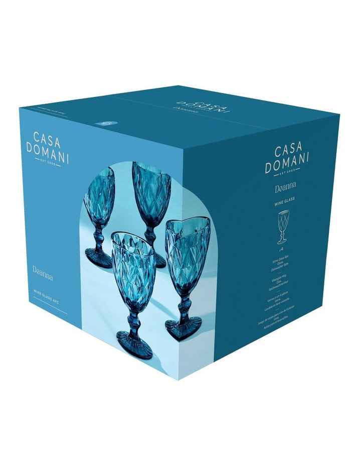 Deanna Wine Glass 4 Pieces Gift Boxed in Blue