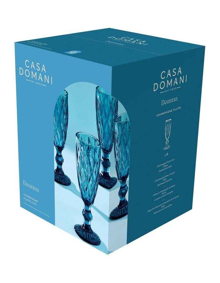 Deanna Champagne Flute 4 Pieces Gift Boxed in Blue