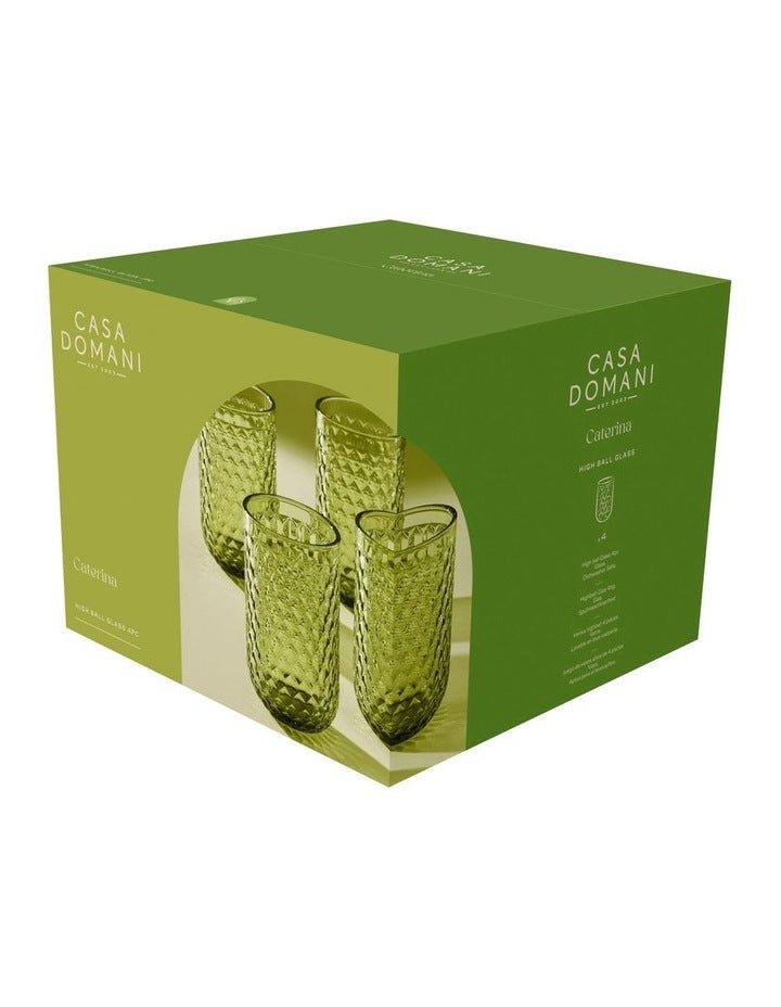Caterina Highball Glass 4 Pieces Gift Boxed in Green