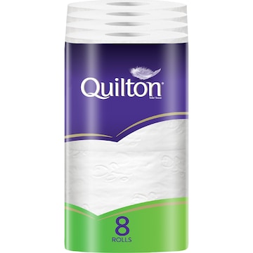 Quilton Double Length White 3 Ply Toilet Paper 8 pack
