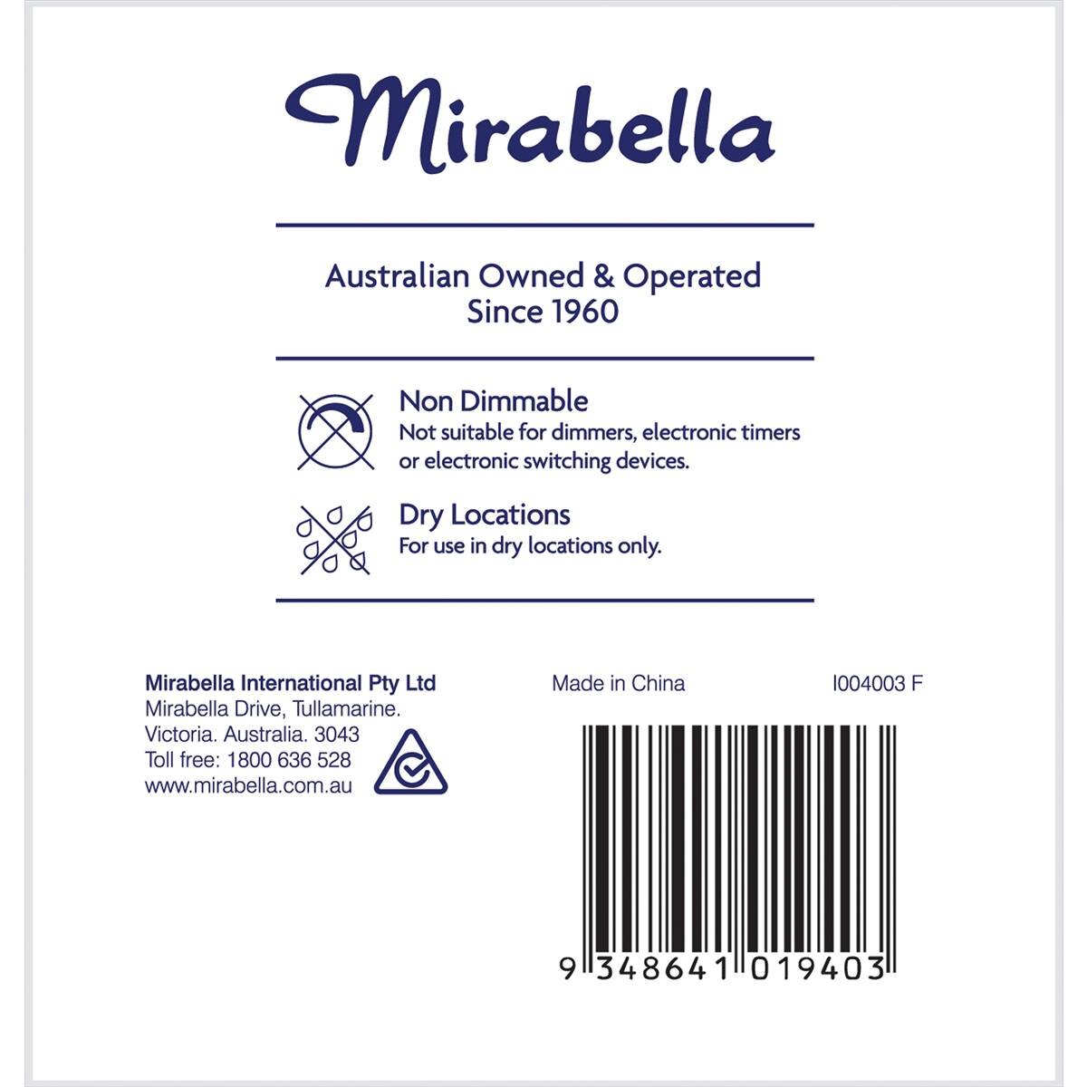 Mirabella Led Gls Bayonet Cap 9w 806lm Warm  White Light Globe 2 Pack