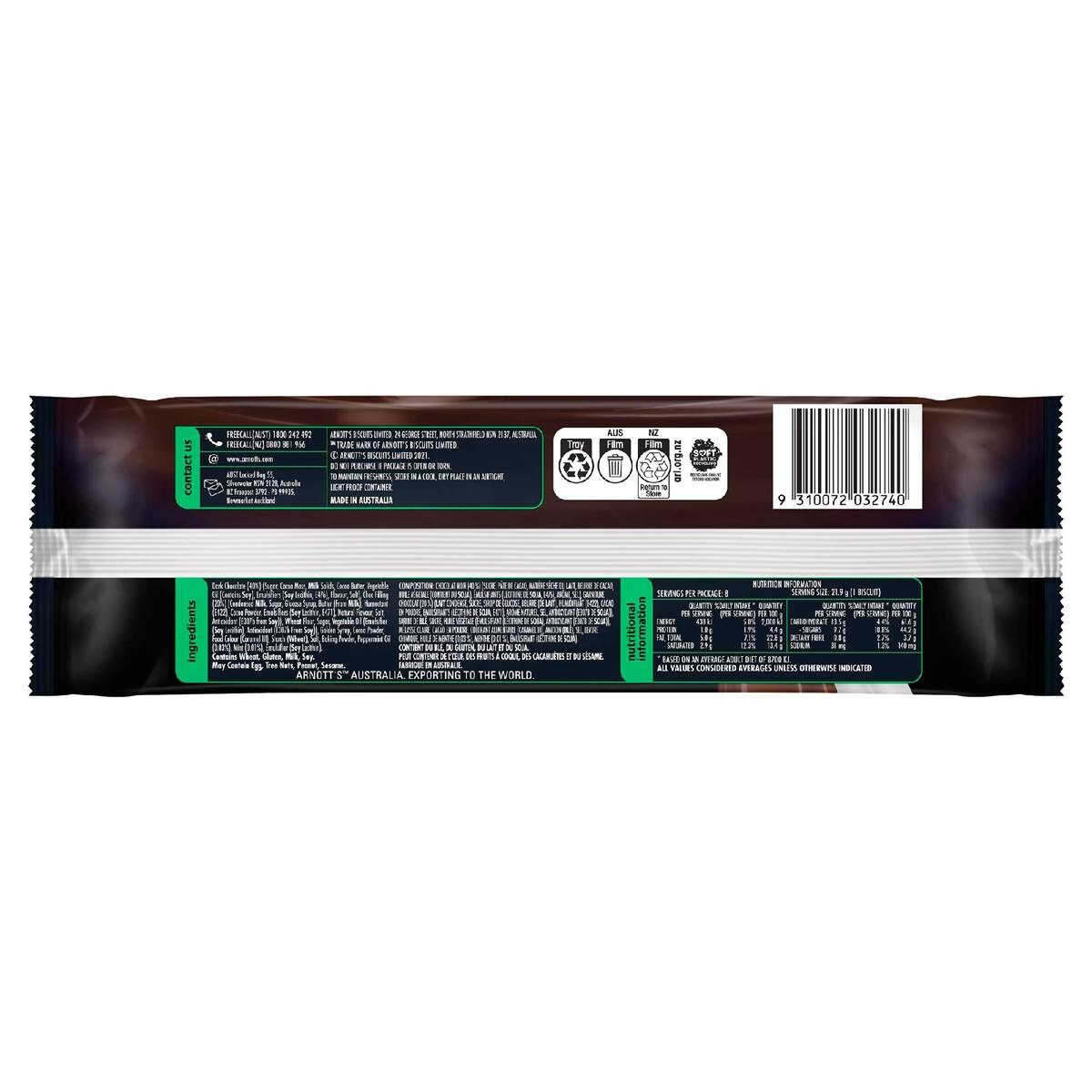 Arnotts Tim Tam Deluxe Dark Choc Mint Chocolate Biscuits 175g
