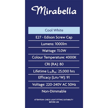 Mirabella Gls Es 11W 1000Lm 4000K Cw 2 pack