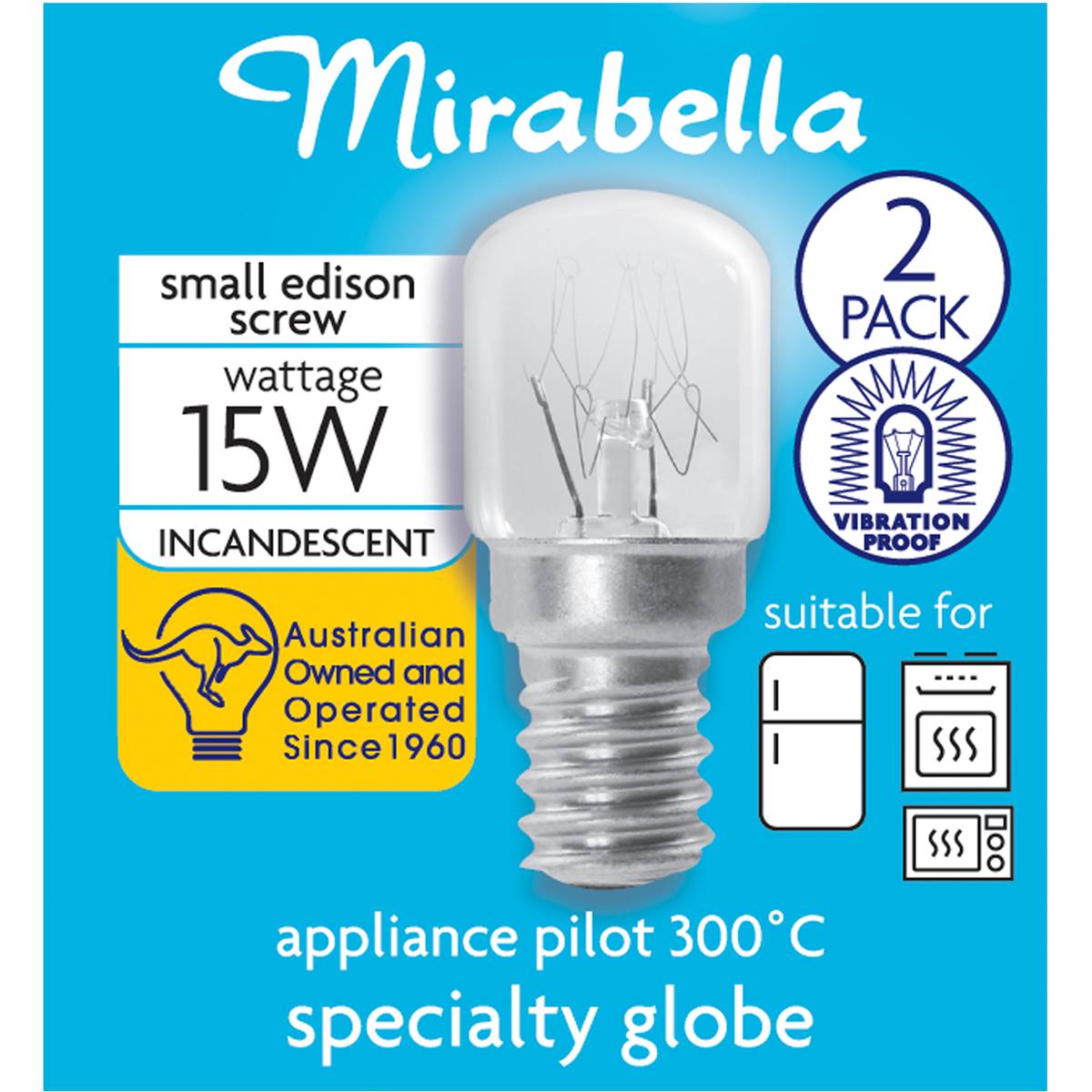 Mirabella Appliance Oven Clear Globe Ses 15w 2 Pack