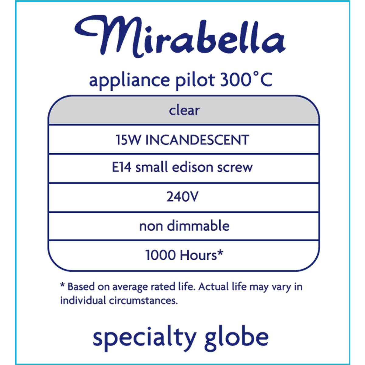 Mirabella Appliance Oven Clear Globe Ses 15w 2 Pack